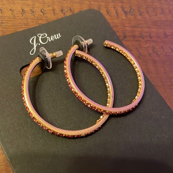 NWT J. Crew rhinestone hoop earrings - Picture 3 of 5